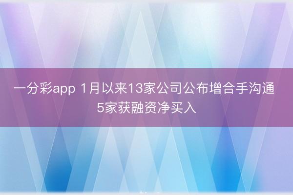 一分彩app 1月以来13家公司公布增合手沟通 5家获融资净买入