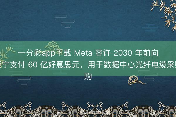 一分彩app下载 Meta 容许 2030 年前向康宁支付 60 亿好意思元,用于数据中心光纤电缆采购