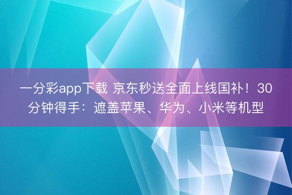 一分彩app下载 京东秒送全面上线国补！30分钟得手：遮盖苹果、华为、小米等机型