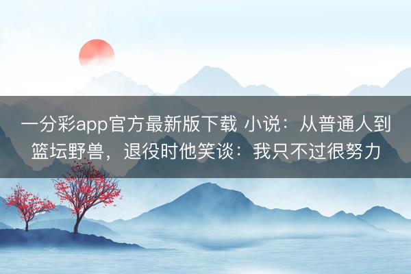 一分彩app官方最新版下载 小说：从普通人到篮坛野兽，退役时他笑谈：我只不过很努力