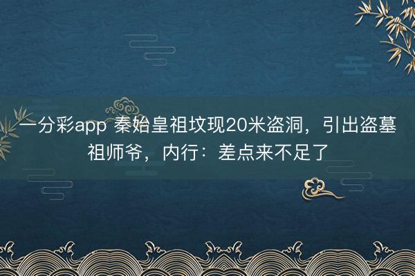 一分彩app 秦始皇祖坟现20米盗洞,引出盗墓祖师爷,内行:差点来不足了