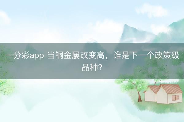 一分彩app 当铜金屡改变高，谁是下一个政策级品种？