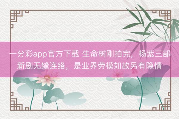 一分彩app官方下载 生命树刚拍完，杨紫三部新剧无缝连络，是业界劳模如故另有隐情