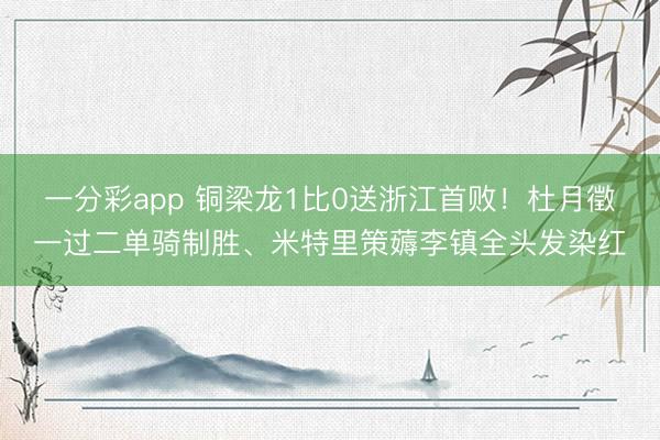 一分彩app 铜梁龙1比0送浙江首败！杜月徵一过二单骑制胜、米特里策薅李镇全头发染红