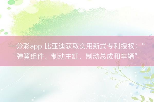 一分彩app 比亚迪获取实用新式专利授权：“弹簧组件、制动主缸、制动总成和车辆”