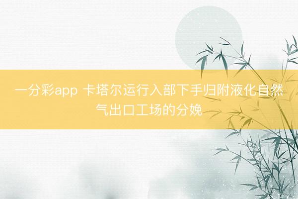 一分彩app 卡塔尔运行入部下手归附液化自然气出口工场的分娩