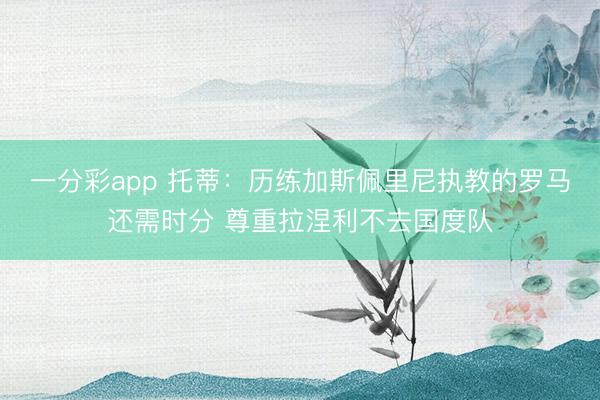 一分彩app 托蒂：历练加斯佩里尼执教的罗马还需时分 尊重拉涅利不去国度队