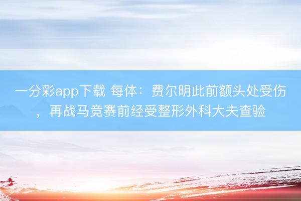 一分彩app下载 每体：费尔明此前额头处受伤，再战马竞赛前经受整形外科大夫查验