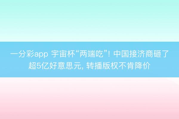 一分彩app 宇宙杯“两端吃”! 中国接济商砸了超5亿好意思元, 转播版权不肯降价
