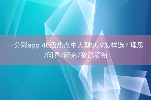一分彩app 40级热点中大型SUV怎样选? 理思/问界/蔚来/智己领衔