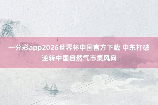 一分彩app2026世界杯中国官方下载 中东打破逆转中国自然气市集风向