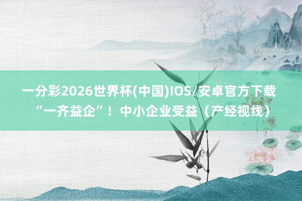 一分彩2026世界杯(中国)IOS/安卓官方下载 “一齐益企”！中小企业受益（产经视线）
