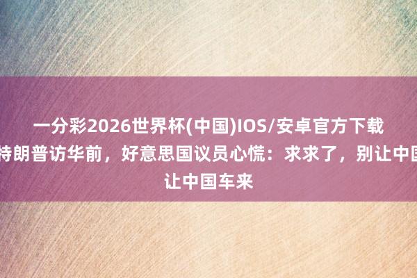 一分彩2026世界杯(中国)IOS/安卓官方下载 赶在特朗普访华前，好意思国议员心慌：求求了，别让中国车来