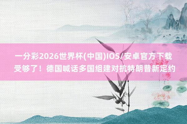 一分彩2026世界杯(中国)IOS/安卓官方下载 受够了!德国喊话多国组建对抗特朗普新定约