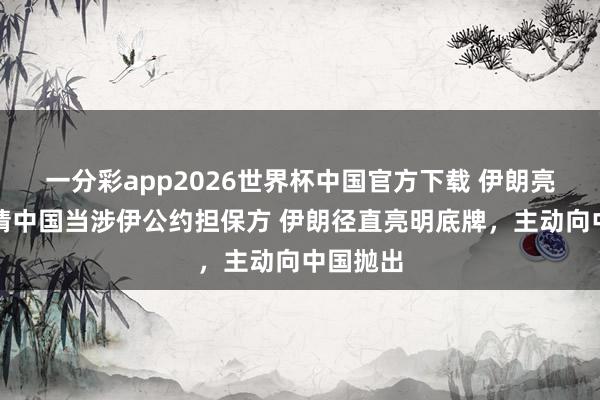 一分彩app2026世界杯中国官方下载 伊朗亮底牌:请中国当涉伊公约担保方 伊朗径直亮明底牌,主动向中国抛出