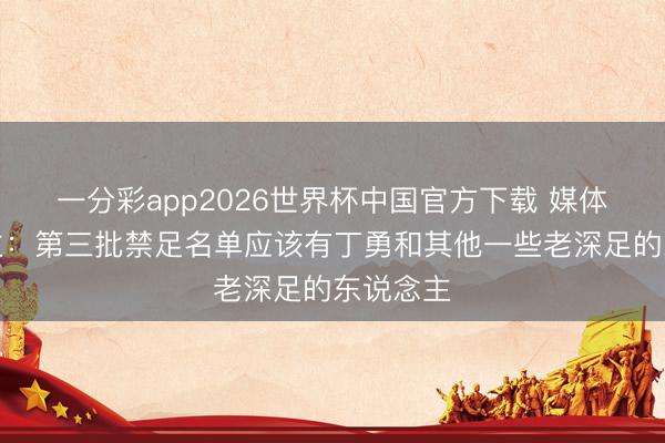 一分彩app2026世界杯中国官方下载 媒体东说念主：第三批禁足名单应该有丁勇和其他一些老深足的东说念主