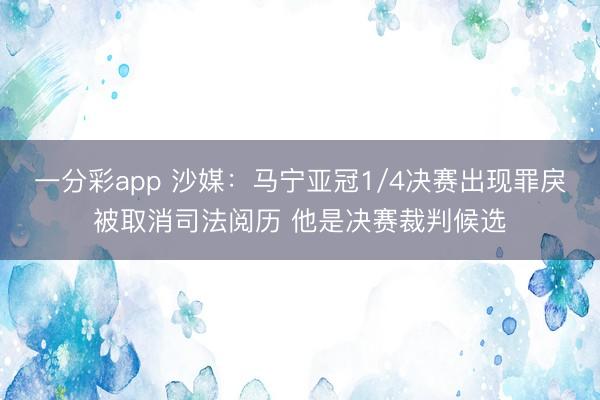 一分彩app 沙媒：马宁亚冠1/4决赛出现罪戾被取消司法阅历 他是决赛裁判候选