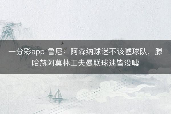 一分彩app 鲁尼：阿森纳球迷不该嘘球队，滕哈赫阿莫林工夫曼联球迷皆没嘘