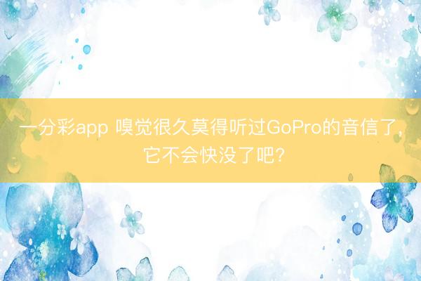 一分彩app 嗅觉很久莫得听过GoPro的音信了， 它不会快没了吧?