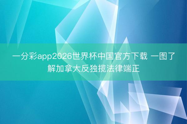 一分彩app2026世界杯中国官方下载 一图了解加拿大反独揽法律端正