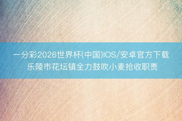 一分彩2026世界杯(中国)IOS/安卓官方下载 乐陵市花坛镇全力鼓吹小麦抢收职责