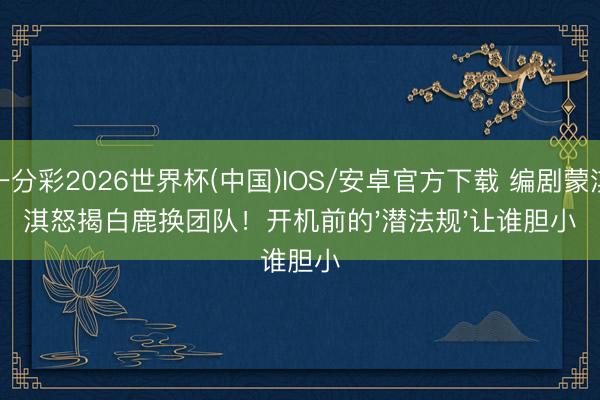 一分彩2026世界杯(中国)IOS/安卓官方下载 编剧蒙淇淇怒揭白鹿换团队！开机前的'潜法规'让谁胆小