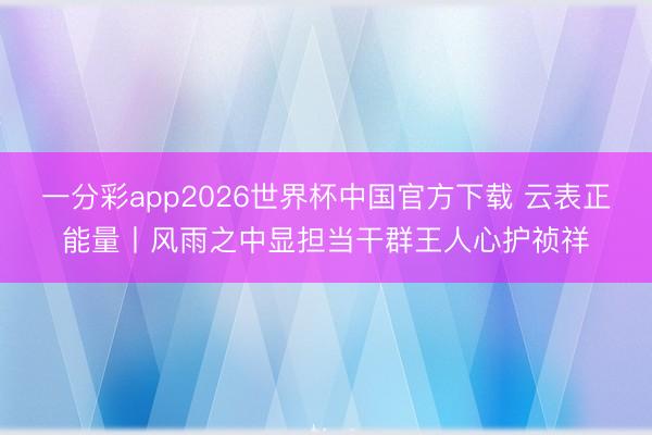 一分彩app2026世界杯中国官方下载 云表正能量丨风雨之中显担当干群王人心护祯祥